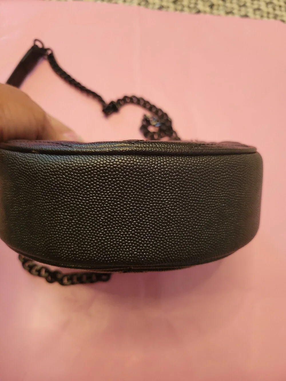 Black Quilted Round Crossbody Bag